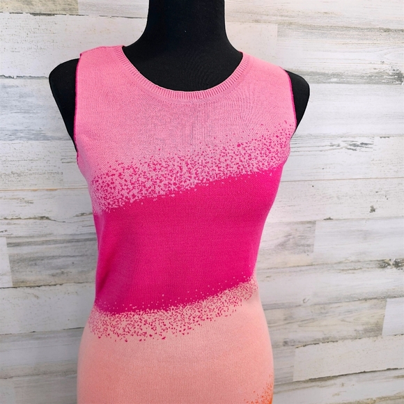 Caché Colorblock Knit Midi Dress Ombre Gradient Bodycon Resort Vacation XS - Picture 6 of 14